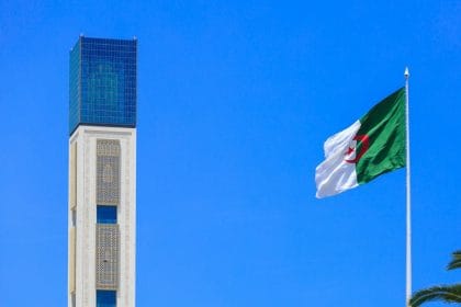 great mosque of algiers against blue sky in algeria