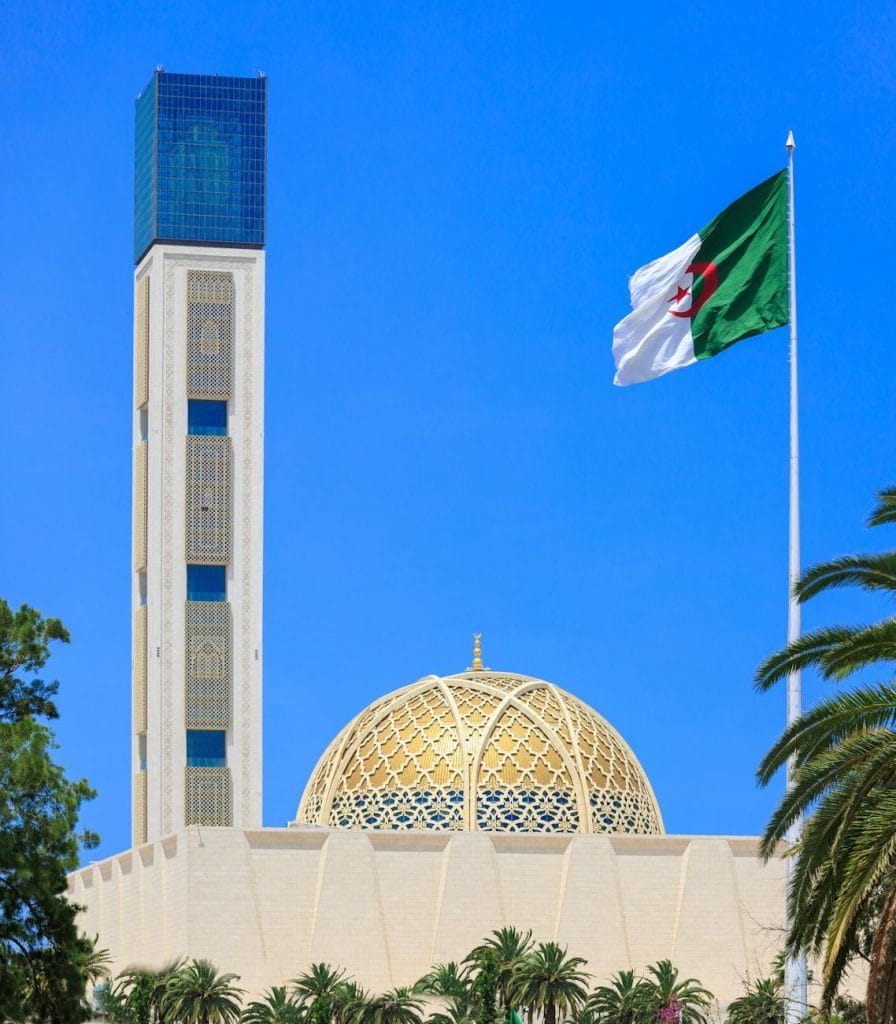 great mosque of algiers against blue sky in algeria